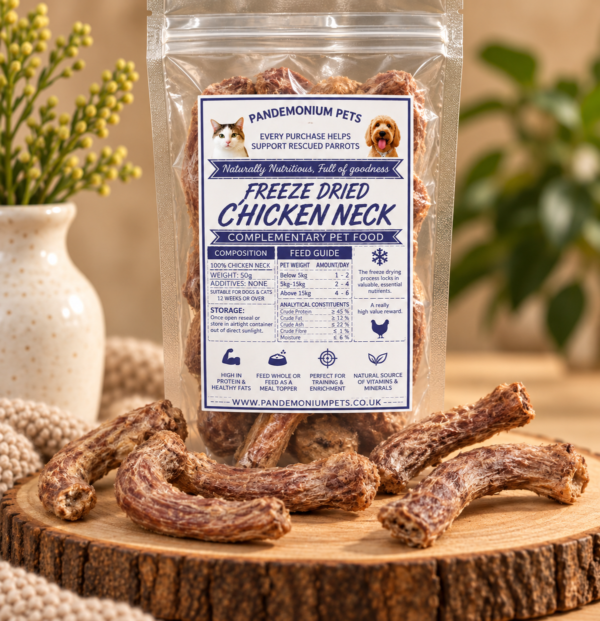 Freeze Dried Chicken Neck 50g product pouch