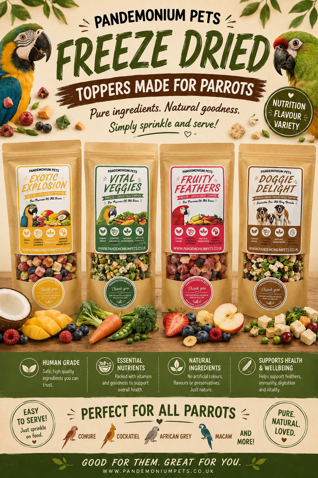 Doggie Delight – Freeze-Dried Fruit & Veg Mix for Dogs (100g)