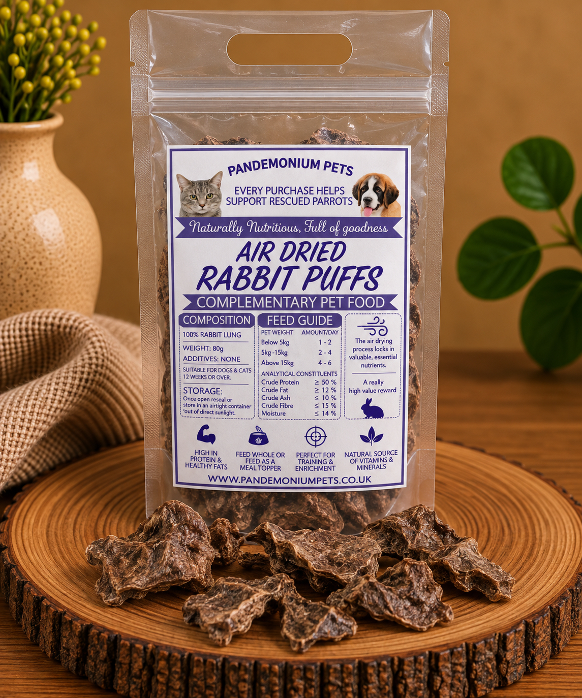 Air Dried Rabbit Puffs 80g product pouch