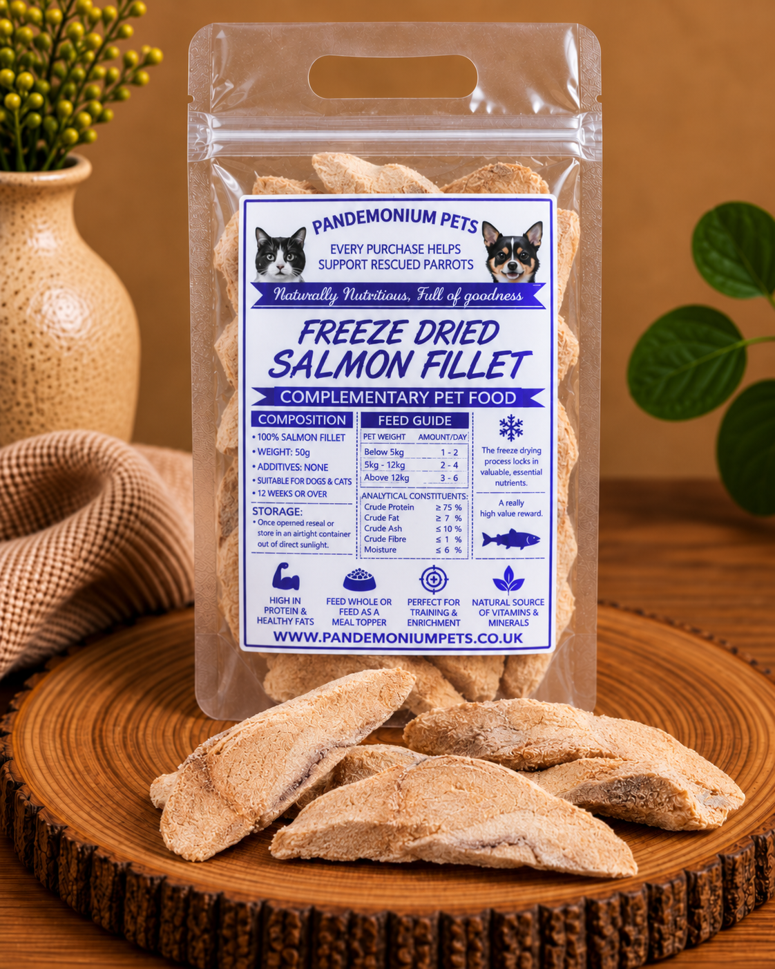 Freeze Dried Salmon Fillet 50g product pouch