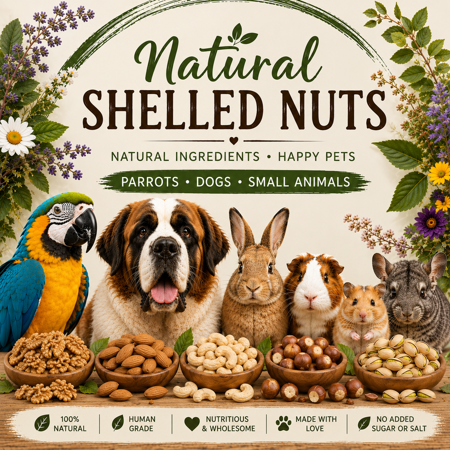 Natural shelled nuts for parrots, dogs and small animals — human grade, 100% natural, no added sugar or salt | Pandemonium Pets