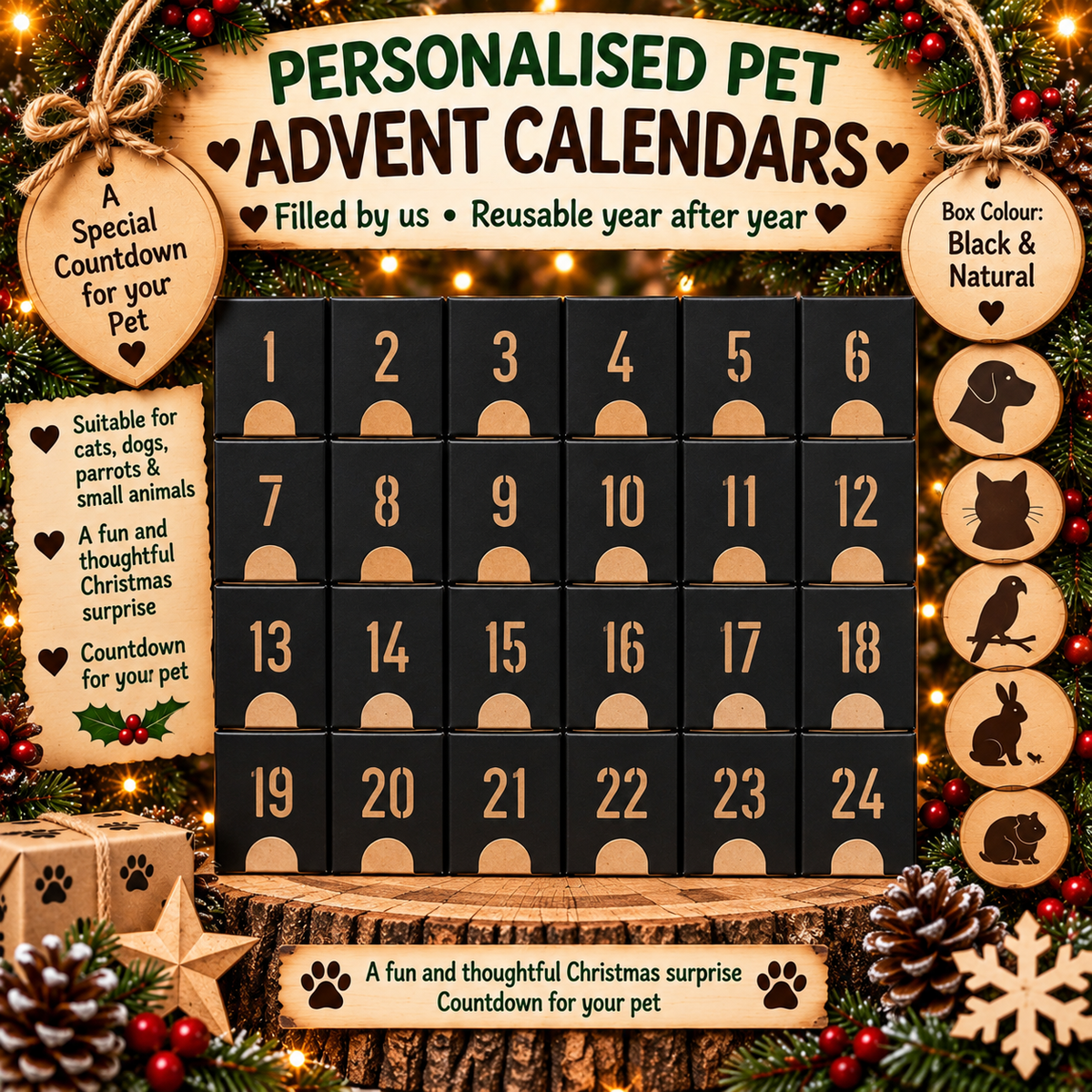 Personalised pet Christmas advent calendar design idea
