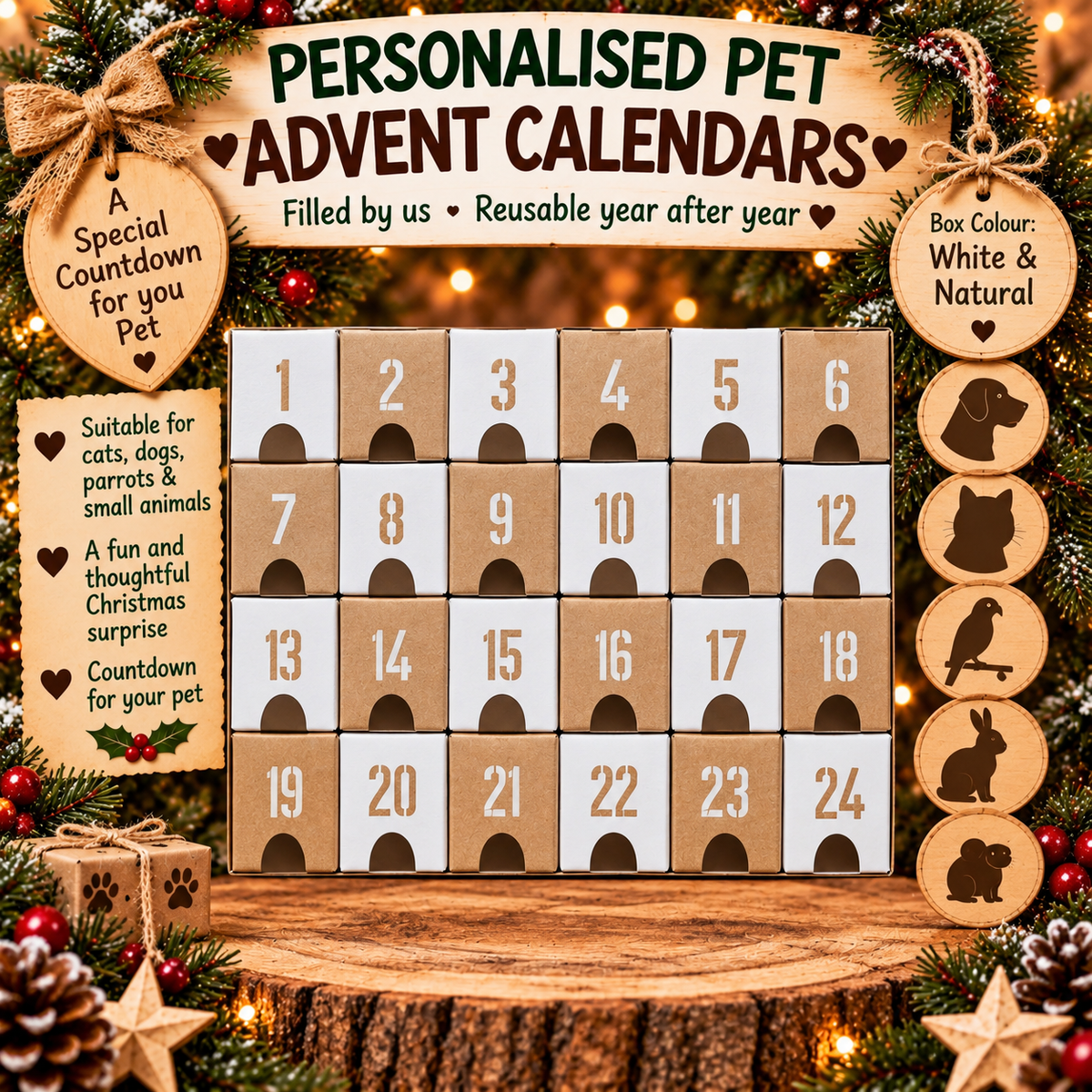 Personalised pet Christmas advent calendar design idea