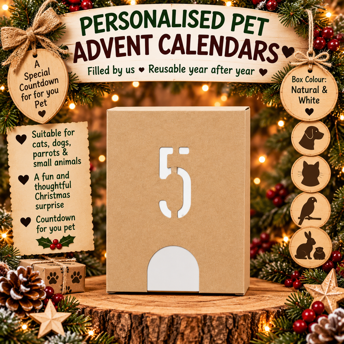 Personalised pet Christmas advent calendar design idea