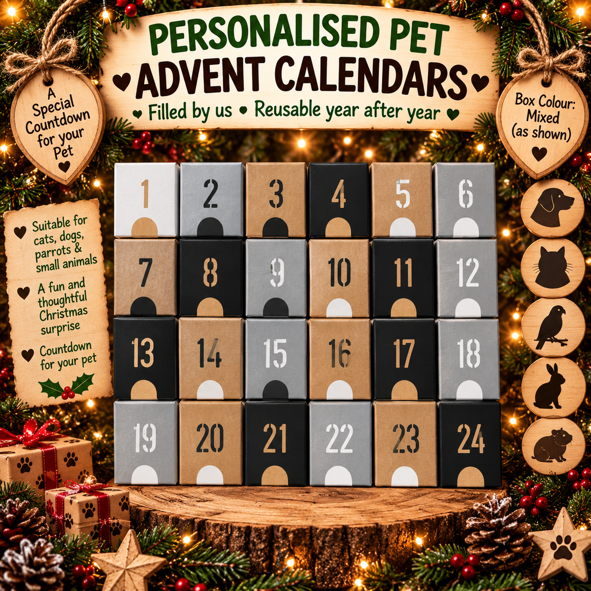 Personalised pet Christmas advent calendar design idea