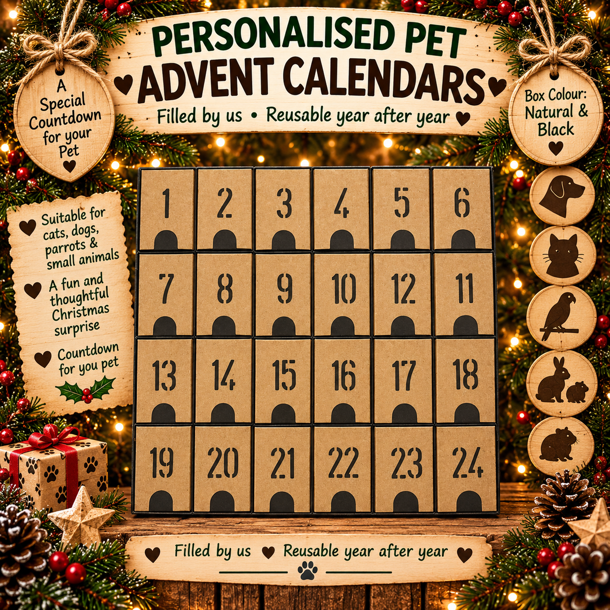 Personalised pet Christmas advent calendar design idea