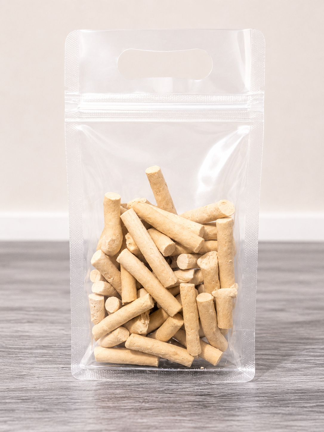 Freeze Dried Goat Milk Sticks in clear bag