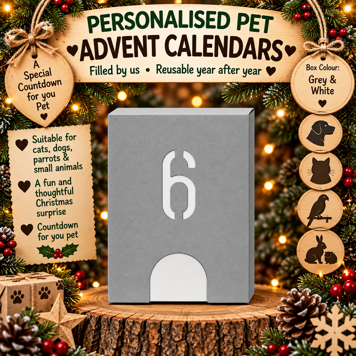Personalised pet Christmas advent calendar design idea