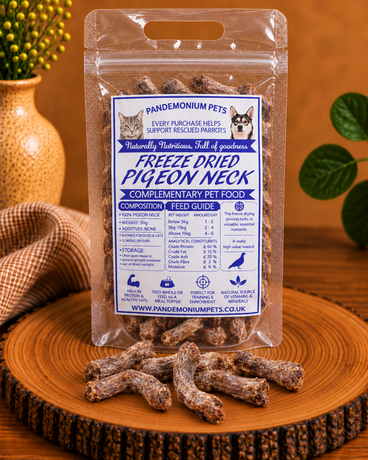 Freeze Dried Pigeon Neck 50g product pouch