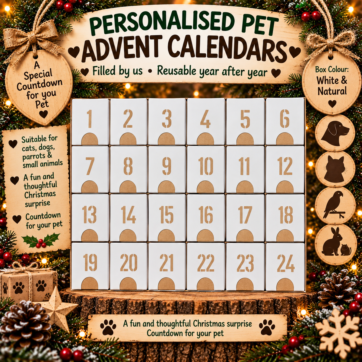 Personalised pet Christmas advent calendar design idea