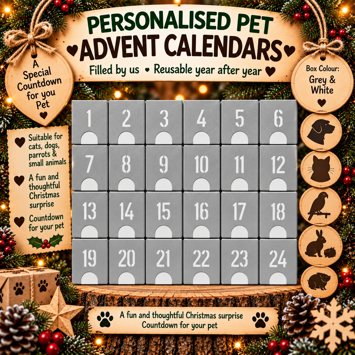 Personalised pet Christmas advent calendar design idea