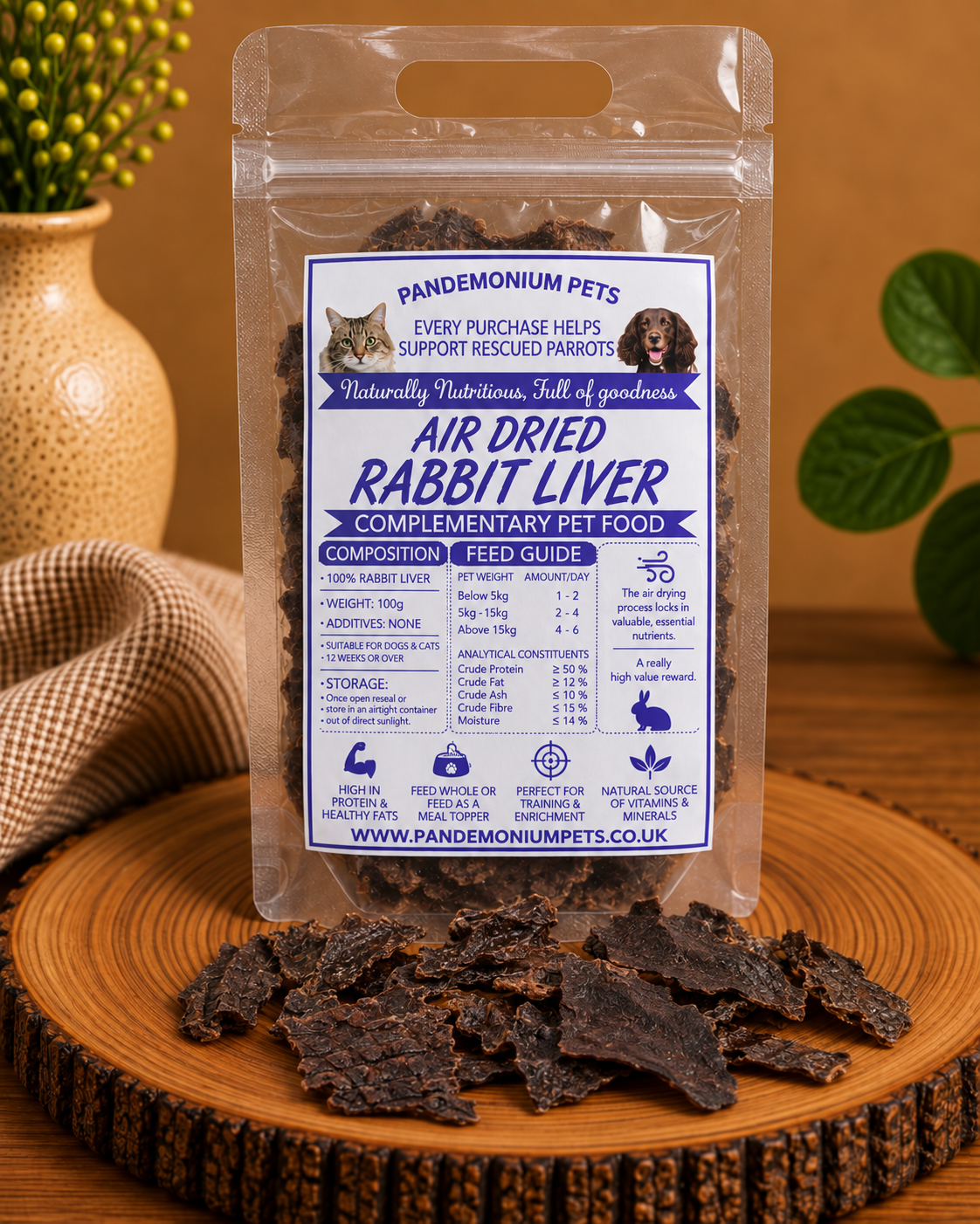 Air Dried Rabbit Liver 100g product pouch