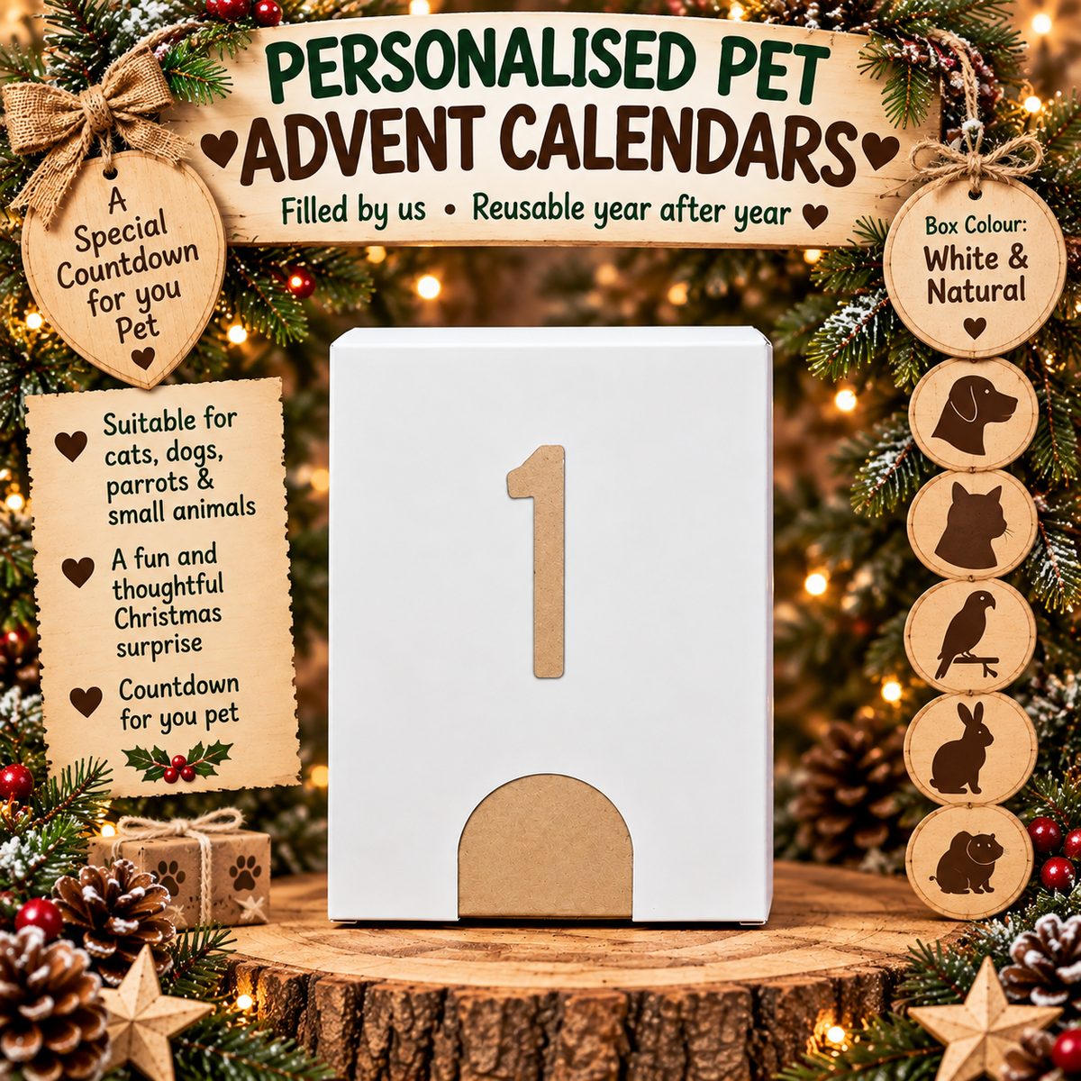 Personalised pet Christmas advent calendar design idea