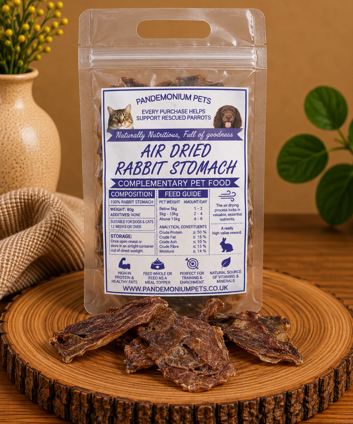 Air Dried Rabbit Stomach 80g product pouch