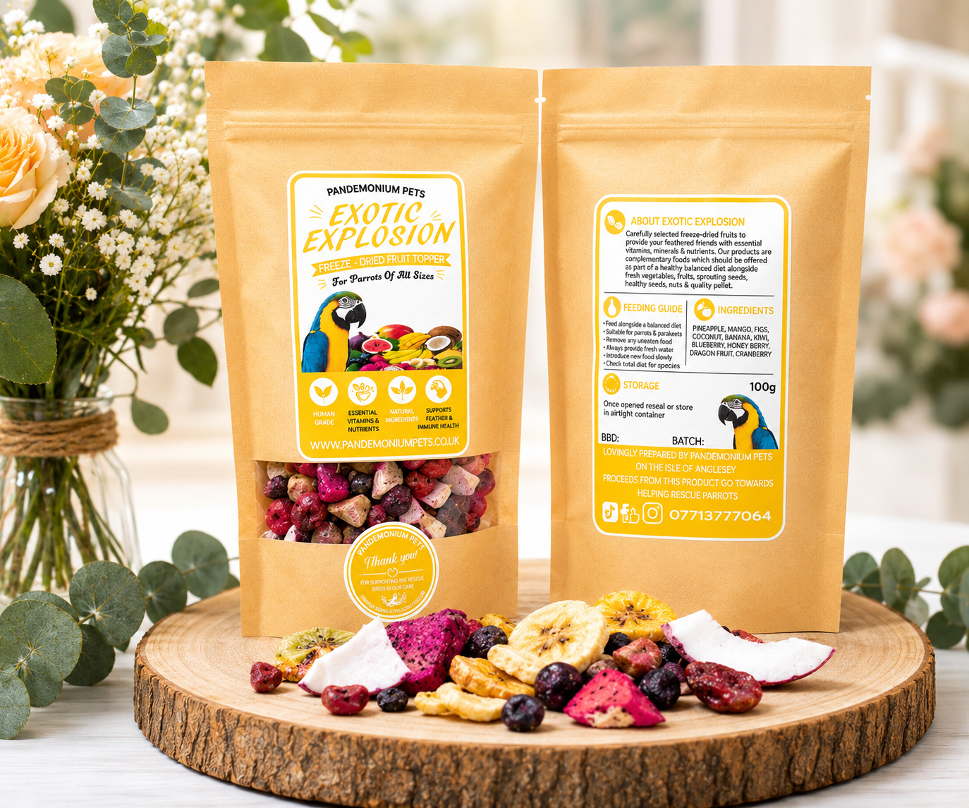 Exotic Explosion – Freeze-Dried Exotic Fruit Mix for Parrots (100g)