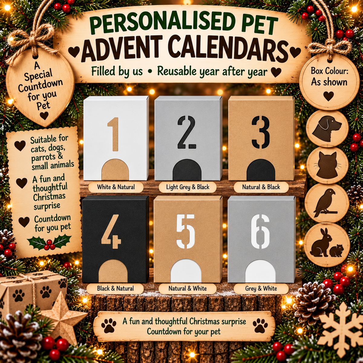 Personalised pet Christmas advent calendar design idea