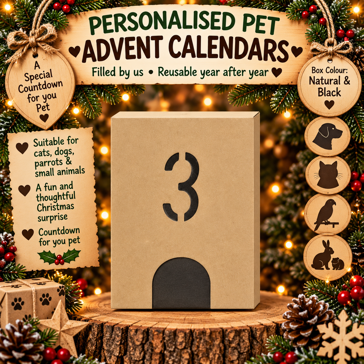 Personalised pet Christmas advent calendar design idea