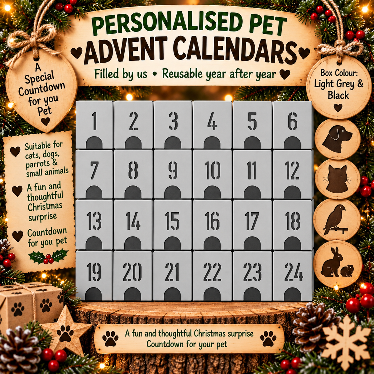 Personalised pet Christmas advent calendar design idea
