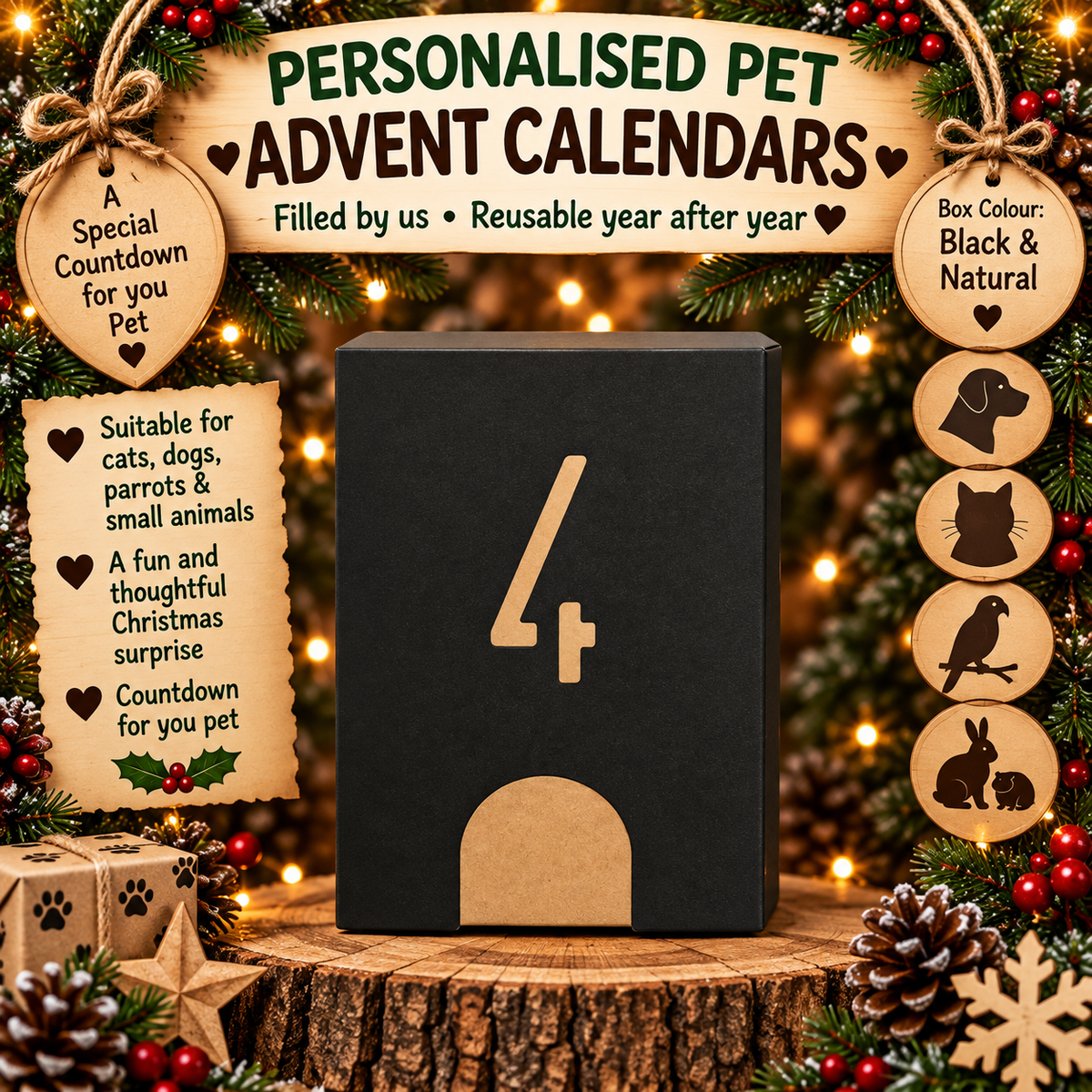 Personalised pet Christmas advent calendar design idea