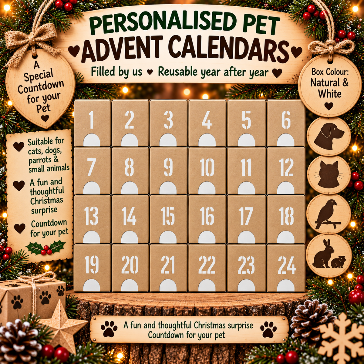 Personalised pet Christmas advent calendar design idea