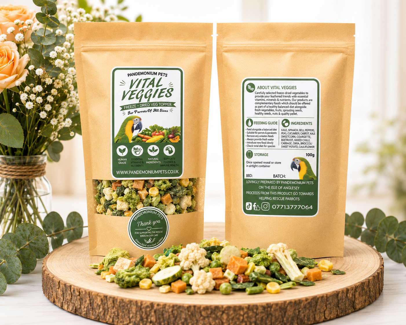 Vital Veggies – Freeze-Dried Vegetables for Parrots (100g)