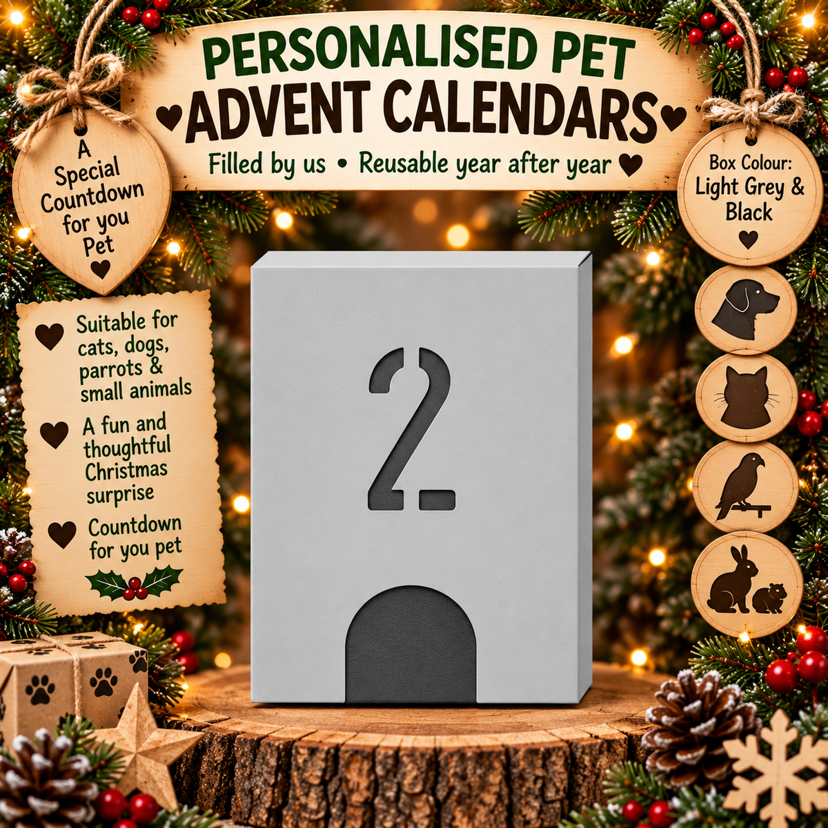 Personalised pet Christmas advent calendar design idea