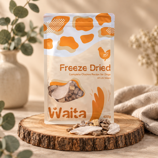 Front of Waita freeze dried complete chicken recipe for dogs 400g pouch